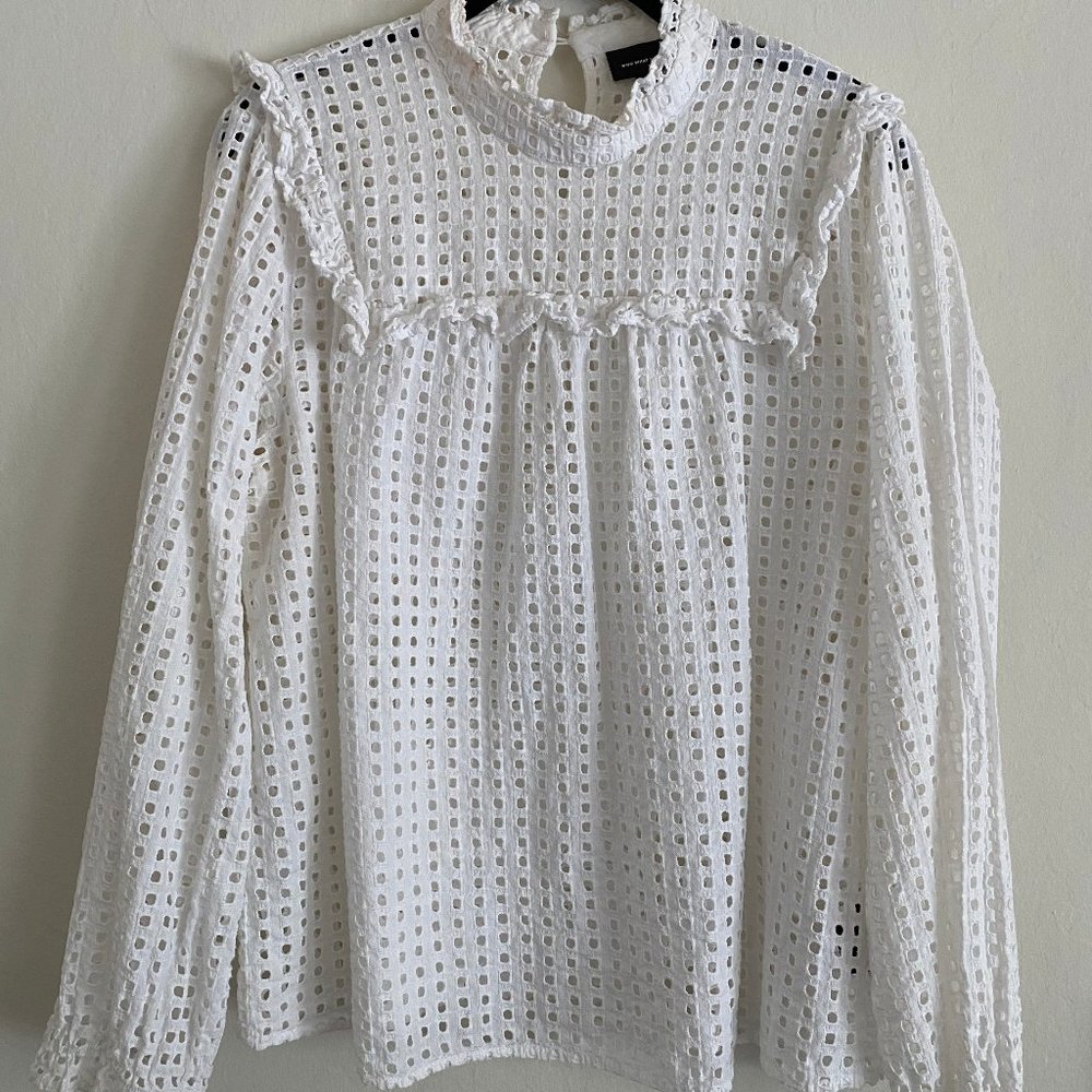 Who What Wear White Eyelet Blouse